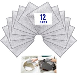 Funklu Multipurpose Wire Cloths, 12Pcs Wire Cloths Anti-Scratch Wet and Dry Kitchen Cloth, Reusable Wire Wash Dishes, Kitchen Wire Cleaning Cloth
