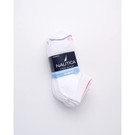 Nautica Women's Comfort Cushioned Quarter Cut Moisture Control Athletic Socks (6 Pack), Size 4-10, White