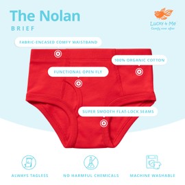Lucky & Me Nolan Boys GOTS Organic Cotton Briefs (7-Pack) Arctic 9/10