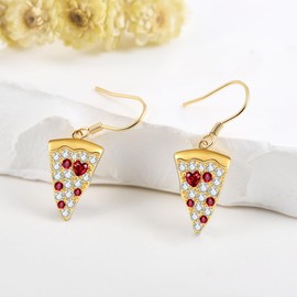Pizza Earrings 925 Sterling Silver Pizza Dangle Earrings Pizza Earring Drop Cute Food Jewellery Gifts for Women Pizza Lovers