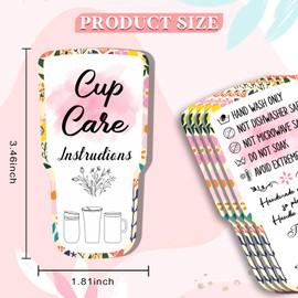 Tumbler Cup Cards, Cup Care Instructions Cards, Glass Cup Care Cards, Instruction Insert for Small Business, Customer Directions Cards, Small Online Shop Package Insert, 50 Pack (Cup Care-Pink)