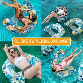 Wmiswen Adult Pool Floats, Inflatable Pool Float Chairs with Cup Holders, Pool Floaties for Adults in Summer Tanning Beach Pool Toys