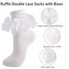 MKYSZLT Soft Women Big Ruffle Ankle Socks Double Lace Frilly