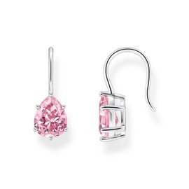 Thomas Sabo Pink Cubic Zirconia Drop Earrings 925 Sterling Silver H2290-051-9, Sterling Silver, Cubic Zirconia