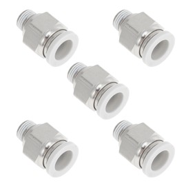 TUCKBOLD Push to Connect Air Fittings 3/8" Male Thread Air Line Quick Connector Plastic Nickel-Plated Copper 1/8" NPT 5 Pcs White Silver Tone