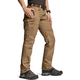 CQR Women's Flex Stretch Tactical Pants, Water Resistant Ripstop Cargo Work Pants with Pockets for Outdoor & Hiking, Vanguard Cougar, 4