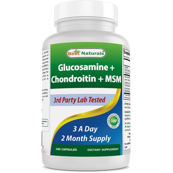 Best Naturals, Glucosamine Chondroitin and MSM Joint Supplements, 2600 mg per Serving, (180 Count (Pack of 2))
