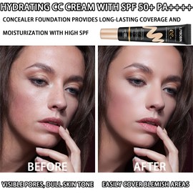 Hydrating CC Cream,Waterproof Flawless Concealer Full Coverage BB Cream for All Skin Types,Long Lasting Moisturizing Full Coverage Liquid Foundation for Men & Women（Natural）
