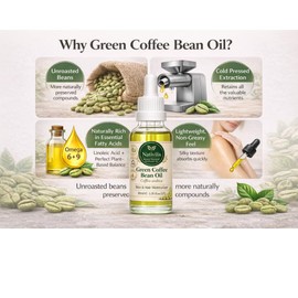 Nativilis Green Coffee Bean Oil for Face & Body – Coffea Arabica – Cold Pressed Cosmetic Oil – Lightweight, Fast Absorbing – Vegan