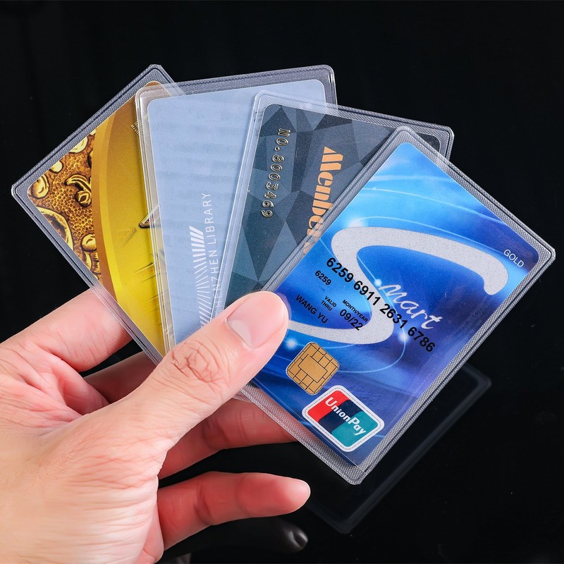 100 Pieces Plastic ID Credit Card Holder Vertical Business Card