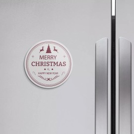 Unbranded Merry Christams And Happy New Year | 4'' X 4'' Round Decorative Magnet