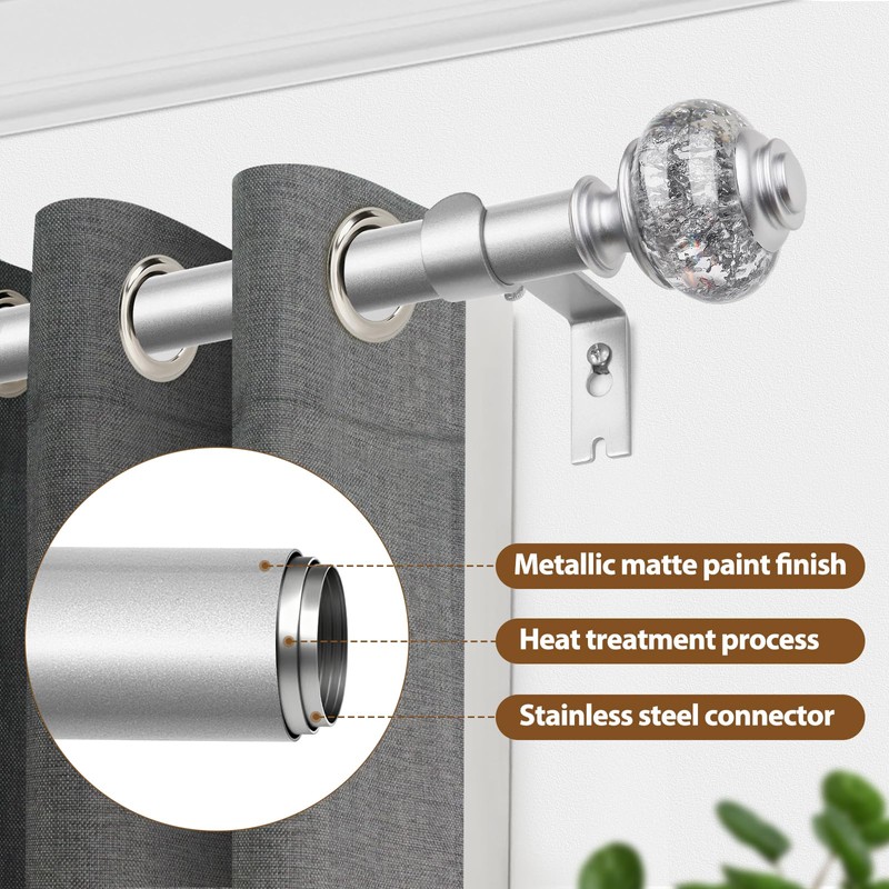 Curtain Rod 32 to 58 Inches (2.6-4.8ft), USFOOK 7/8 inch