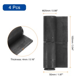uxcell Weldable Flag Hinges, 4 Pack 3-8/9" x 2" Carbon Steel Weld on Door Hinges with Removable Pin, Weldable Lift Off Hinges for Metal Gate Swing Door Trailer Ramp