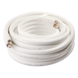 ICOOL 50 Ft. Mini Split Line Set, 1/4" & 3/8" O.D. Twin Copper Pipes, 3/8" Thickened PE Insulated Coil Copper Line with Nuts for Air Conditioner HVAC Refrigeration and Heating Equipment
