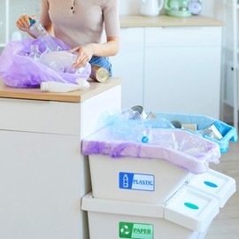 XLIUAX 8 Pcs Recycle Stickers for Trash Bins, Self Adhesive Recycle Sticker Sign for Trash Can Waterproof and Fade Resistant Recycling Labels Sign for or House Home Business Shop School Public Area