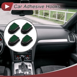 HEROFFIX 4 Pcs for Purses and Bags, Umbrella Etc Car Storage Hooks Sturdy Car Adhesive Hooks Green ABS Rhinestone 1.18"x0.83"