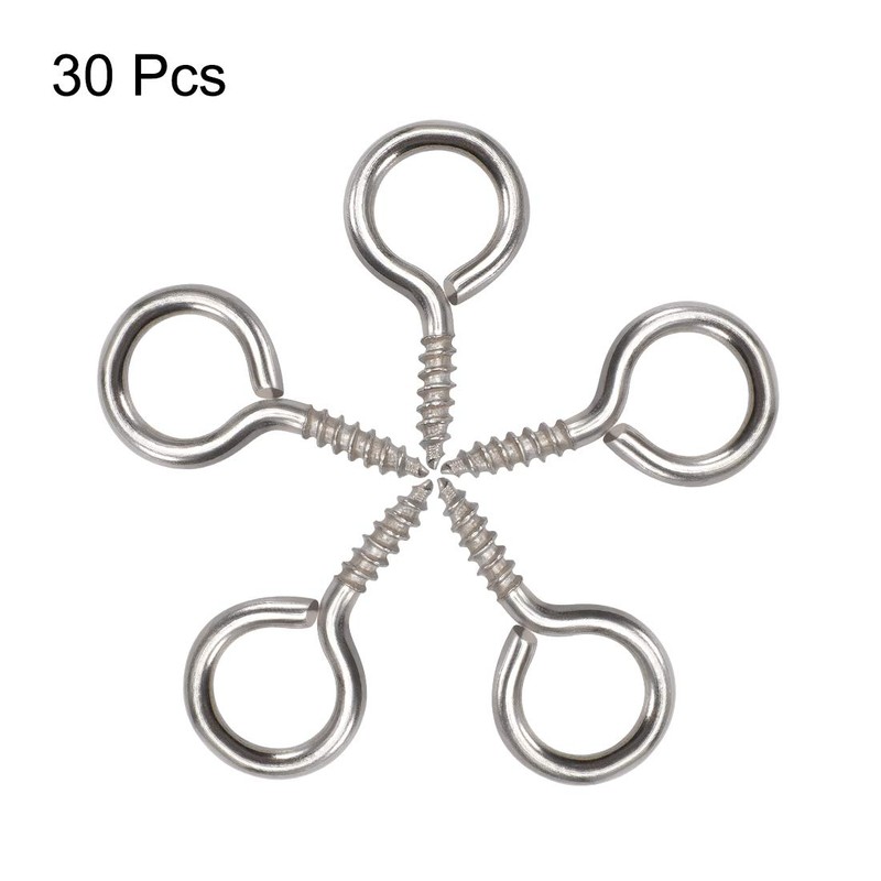 uxcell 0.75" Small Screw Eye Hooks Self Tapping Screws Carbon