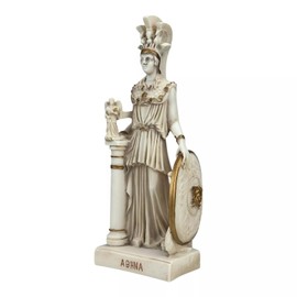 Athena Minerva Greek Roman Goddess Cast Marble Grey Statue Sculpture 10 inches