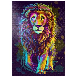 MyPuzzle Artistic Neon Portrait of a Lion in Pop Art Style - Premium 1000 Piece Puzzle - MyPuzzle Special Collection by Puzzle Galaxy