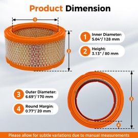 0C8127 Air Filter Compatible with Generac Guardian V-Twin 760cc 990cc Engines 12-22 kW Air-cooled Generator, 2 Pack