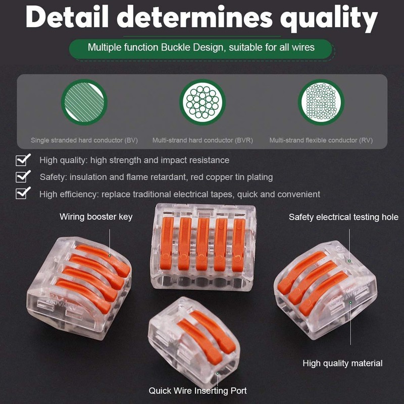 CTRICALVER 12 Pieces Compact Splice Connectors, One-Touch Connectors, Stranded and