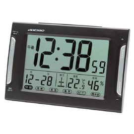 ADESSO(アデッソ) 置き時計 電波 デジタル ダブルアラーム 電波時計 注意報 温度 湿度 曜日 日付表示 ブラック DA-33