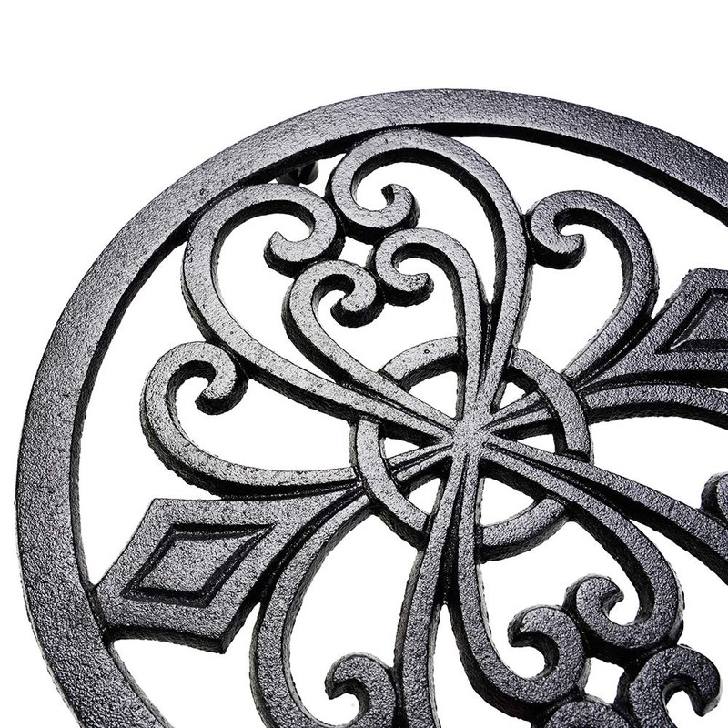 Sungmor Heavy Duty Cast Iron Round Metal Trivet,Rustproof Black Racks