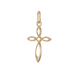 Unbranded 14K Yellow Gold Polished Small Ribbon Cross Pendant XR1486