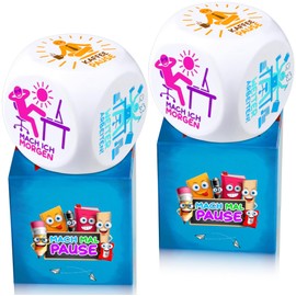 MACH MAL PAUSE® Anti-Stress Cube Set of 2 - The Colourful Stress Cube with 6 Fun Actions for Stress Relief are the Gift for Colleagues, Students, Friends - Office Toy for Employees
