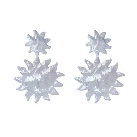 LES POULETTES BIJOUX - Silver Metal Earrings Two Hoops Sun, Metal