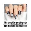 JODSONE 30PCS Black Cat Eye Reusable Press on Nails Set