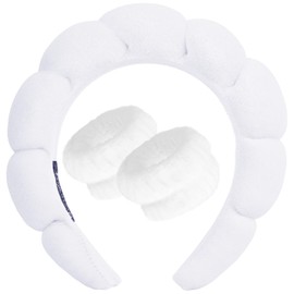 DRESHOW Spa Headband for Washing Face Wristband Set Sponge Soft Terry Cloth Makeup Skin Care Non-Slip Headband for Women