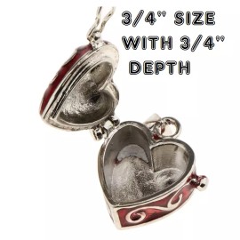 Fashion Jewelry RED HEART URN ASHES CREMATION charm DIAMOND Cut 925 Sterling Silver 18" Necklace