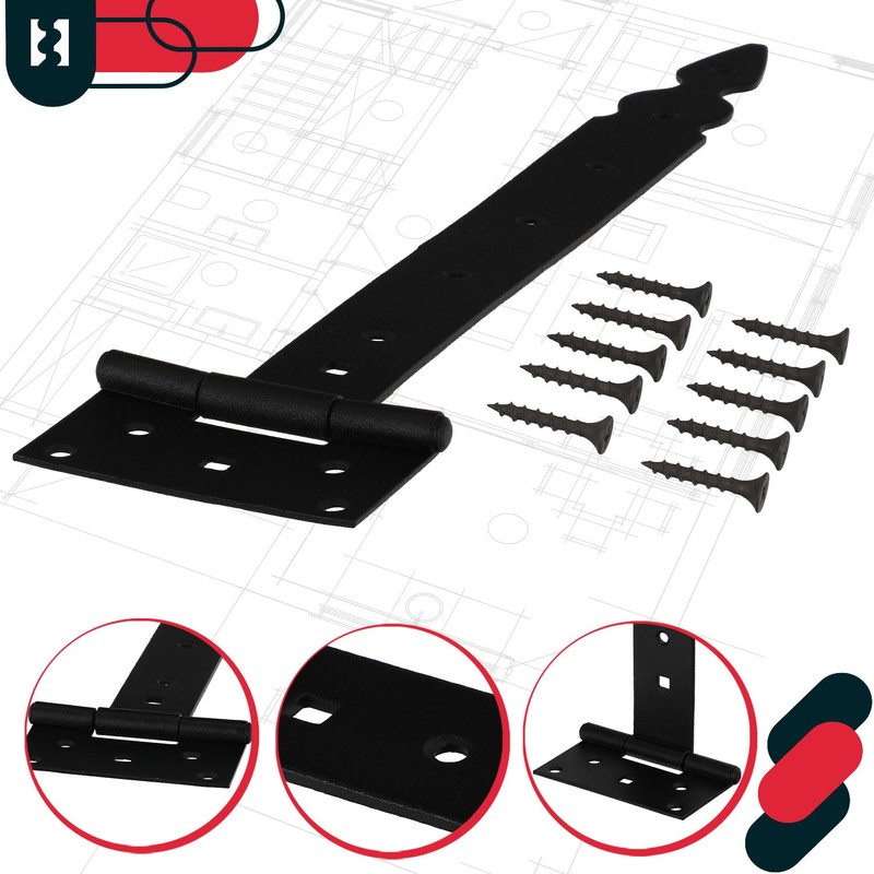 KOTARBAU® Cross Hinge T-Hinge Decorative Shutter Hinge Powder Coated Black