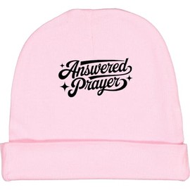 inktastic Answered Prayer Baby Announcement Baby Beanie Hat Large Pink 45bec