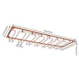 CeRaBuRET Practical And Elegant Wine Glass Rack Under The Cabinet, 8 Row Glasses Hanger Rack, Metal Wine Glass Holder, DIY Bar Glass Storage Rack For Restaurants, Bars (Bronze)