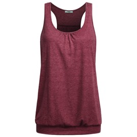 Miusey Yoga Clothing Womens Sleeveless Round Neck Loose Fit Racerback Workout Tanks Gym Tops Baseball Mom Shirts Summer Clothes (X-Large, Wine Red-2)