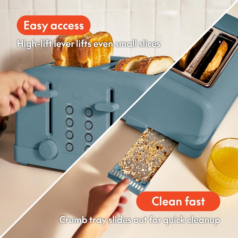 bella 4 Slice Toaster, 6 Setting Shade Control with Reheat