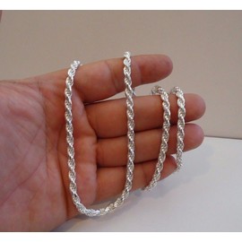 Unbranded 925 STERLING SILVER DESIGNER ROPE CHAIN /18 INCH LONG/ 4.5MM THICK /ITALIAN MADE