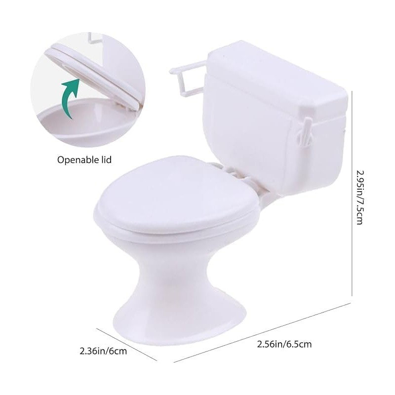 1:12 Scale Miniature Bathroom Toilet - Realistic Dollhouse Furniture for