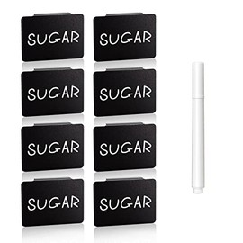 Plastic Basket Label Clip, Bin Clip Labels for Baskets Pantry Storage Box Label Holder for Kitchen Office Home School Organization (8 Pcs Label Bins Clip + 1 White Chalk Maker)