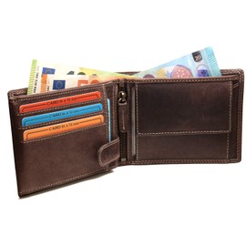 Fa.Volmer® Men's Genuine Leather Wallet with RFID Protection Brown