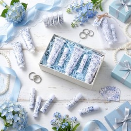 Loopeer 24 juegos de crema de manos y bálsamo labial con flores azules, regalo de flores azules a granel, regalos de boda, tamaño de viaje, loción de 