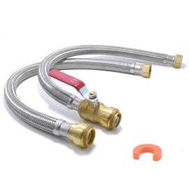 TT FLEX 24" Stainless Steel Braided Flexible Water Heater Connector, Push To Connect Brass Plumbing Fitting,3/4" Ball Valve x 3/4" FIP, (2 Pack)