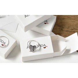 AeraVida Beautiful Guardian Angel Inspired Heart Shaped Folded Wings .925 Sterling Silver Ring Size 7 for Religious & Meaningful Fashion