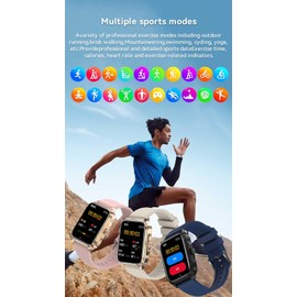 Smart Watch with 1.91" Large Retina Display, Body Temperature, Heart Rate, Blood Pressure, Oxygen, Sleep Monitor, Fitness Activity Tracker with 100 Sport Modes, IP67 Waterproof, iOS, Android (Pink)