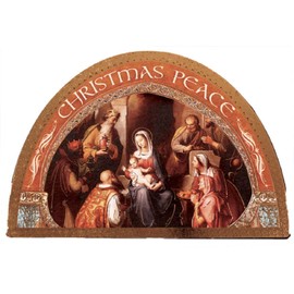 The Healing Corner Christmas Plaque Icon Nativity Holy Family Jesus in a Manger Wise Men Gold Foil