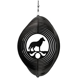 SWEN Products Siberian Husky Circle Swirly Metal Wind Spinner
