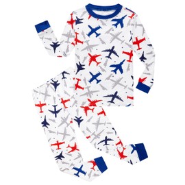KikizYe Little Boys Pajamas Boys Long Sleeve Airplane Pjs Kids Plane Jammies Cotton Sleepwear Size 6