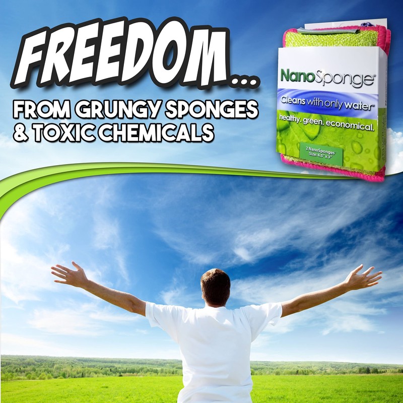 Nano Sponge Cleaning Sponges. Supersized Everyday Heavy Duty Household Kitchen